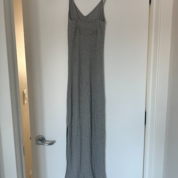 Indah from REVOLVE Grey Midi Dress with Slit - Picture 3 of 4
